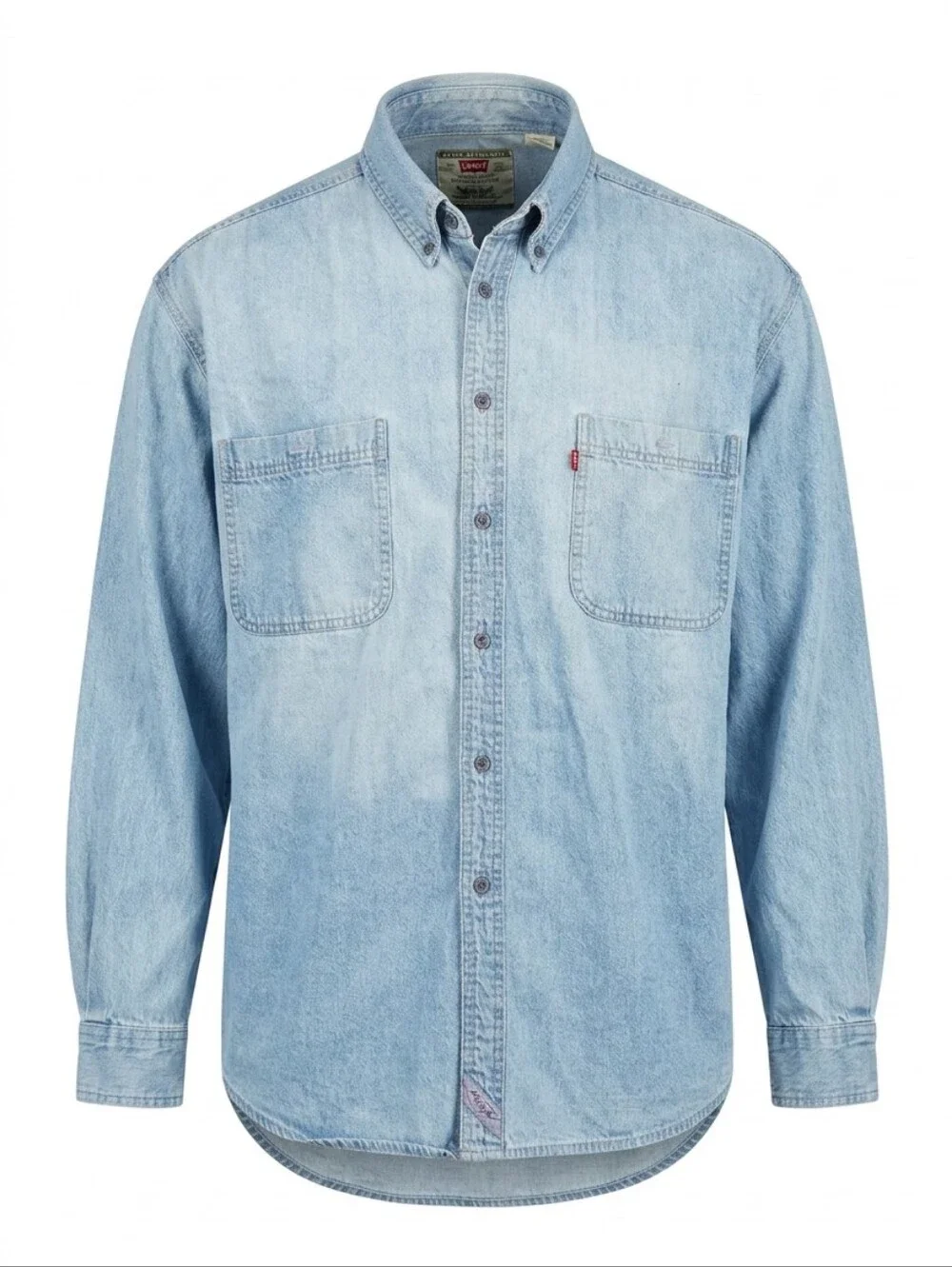Levi's Shirt Mens XL Blue Denim Light Washed Cotton Button-Down Western Work